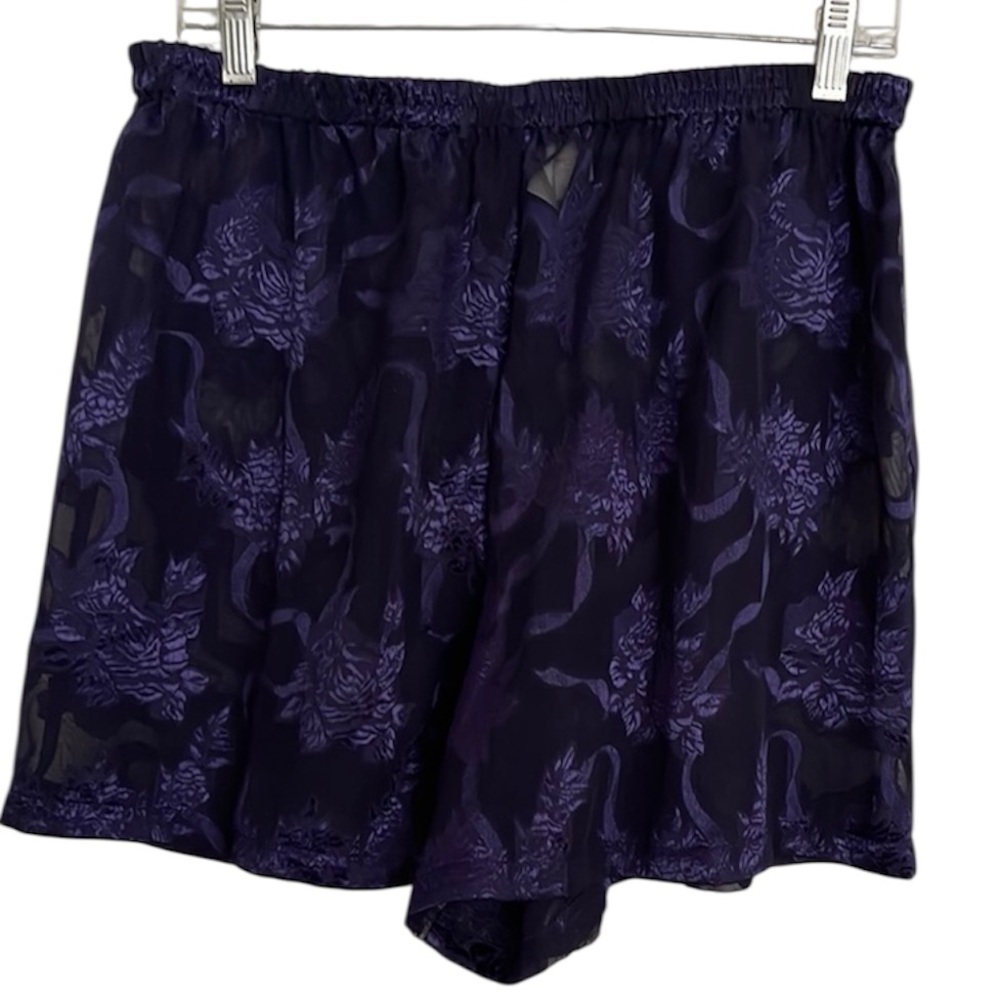 Vintage Victoria Secret gold label purple jacquard boy shorts boxers panty